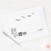 リーダガールステッカー蔵書票 長方形シール (封筒)