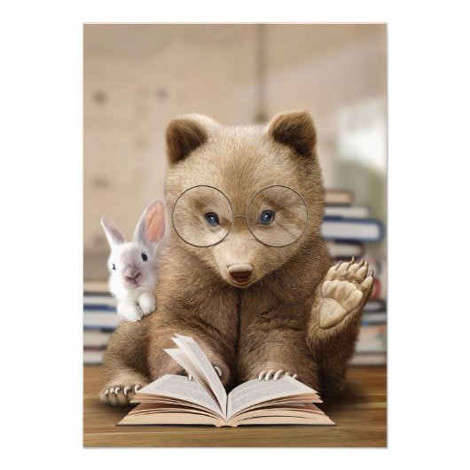 リーダギフトベアとウサギ読の本書 フォトプリント            (正面)