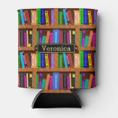 リーダライブラリ本棚ブックパターン名前をカスタムする 缶クーラー (正面)