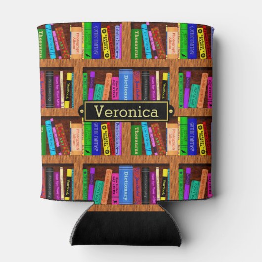 リーダライブラリ本棚ブックパターン名前をカスタムする 缶クーラー (裏面)