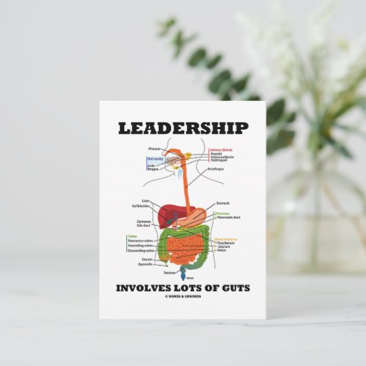 リーダーシップには多くの勇気(消化液)が含まれる ポストカード (スタンド正面)