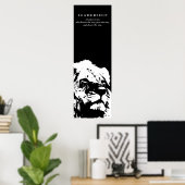 リーダーシップやる気を起こさせる引用文ライオン白黒 ポスター (ホームオフィス)