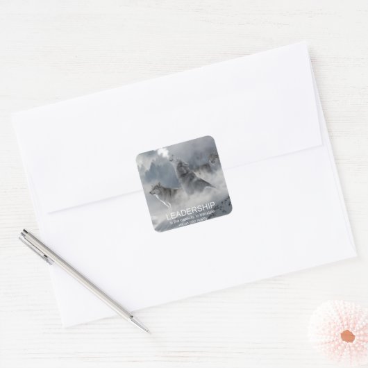 リーダーシップやる気を起こさせる感動的引用文 スクエアシール (封筒)