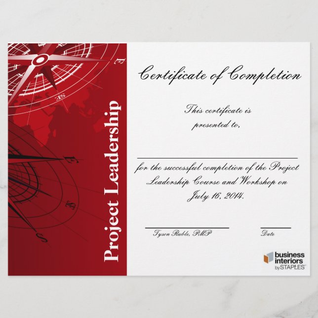 リーダーシップワークショップ修了証書 (正面)