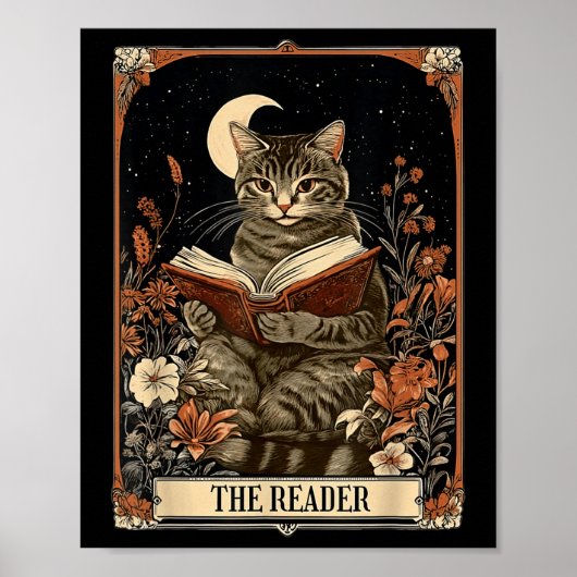 リーダータロットカード 猫の本 読み方 花の月 ポスター (正面)