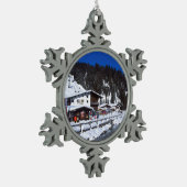 リーチオーストリア冬のホリデーカードポスターフォトブロック スノーフレークピューターオーナメント (左)