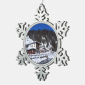 リーチオーストリア冬のホリデーカードポスターフォトブロック スノーフレークピューターオーナメント (右)