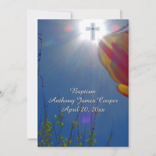 リーチフォーザスカイ男の赤ちゃん洗礼《キリスト教》洗礼式や命名式 招待状 (正面)