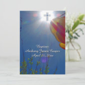 リーチフォーザスカイ男の赤ちゃん洗礼《キリスト教》洗礼式や命名式 招待状 (スタンド正面)