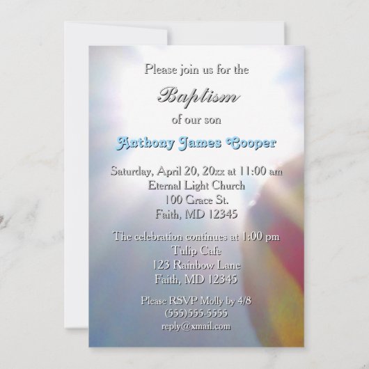 リーチフォーザスカイ男の赤ちゃん洗礼《キリスト教》洗礼式や命名式 招待状 (裏面)