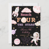 リーチフォーザスターズガールブラック宇宙4th誕生日 招待状 (正面)