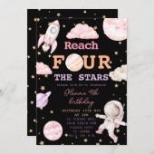 リーチフォーザスターズガールブラック宇宙4th誕生日 招待状 (正面/裏面)