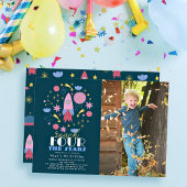 リーチフォーザスターズネイビー宇宙フォト誕生日 招待状