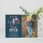 リーチフォーザスターズネイビー宇宙フォト誕生日 招待状 (スタンド正面)