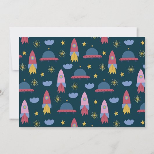 リーチフォーザスターズネイビー宇宙フォト誕生日 招待状 (裏面)