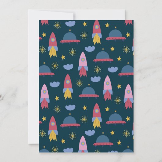 リーチフォーザスターズネイビー宇宙ボーイ誕生日 招待状 (裏面)