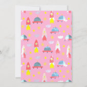 リーチフォーザスターズピンク宇宙ガール誕生日 招待状 (裏面)