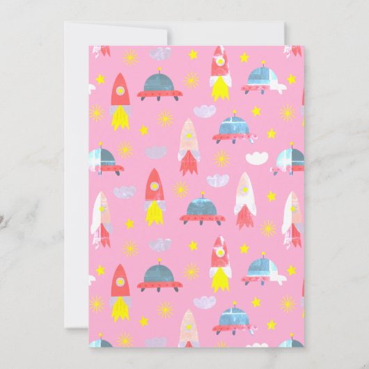 リーチフォーザスターズピンク宇宙ガール誕生日 招待状 (裏面)