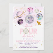 リーチフォーザスターズピンク宇宙誕生日 招待状 (正面)