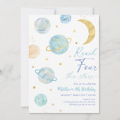 リーチフォーザスターズブルー宇宙誕生日 招待状 (正面)