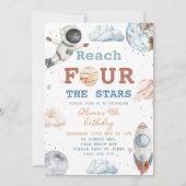 リーチフォーザスターズボーイ宇宙4歳の誕生日 招待状 (正面)