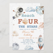 リーチフォーザスターズボーイ宇宙4歳の誕生日 招待状 (正面/裏面)