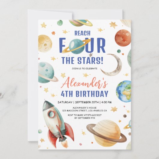 リーチフォーザスターズボーイ銀河系4th誕生日パーティー 招待状 (正面)