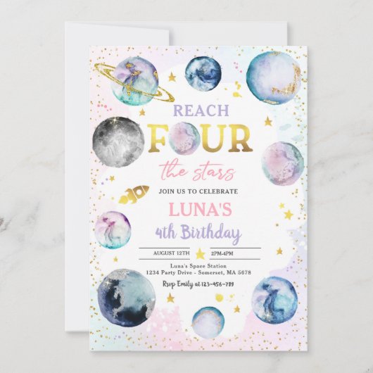 リーチフォーザスターズ宇宙4th誕生日パーティー 招待状 (正面)