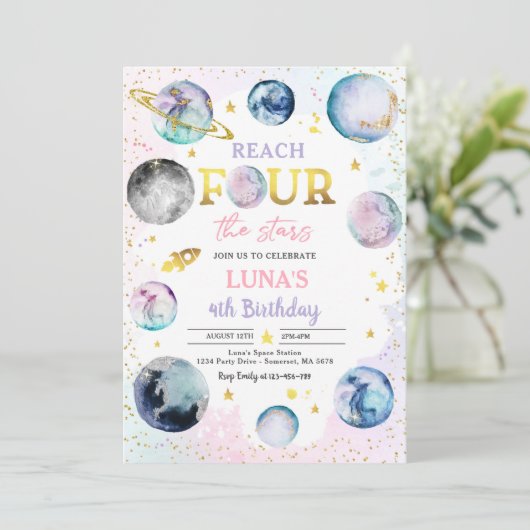 リーチフォーザスターズ宇宙4th誕生日パーティー 招待状 (スタンド正面)