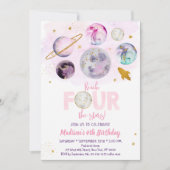 リーチフォーザスターズ銀河系ピンク金ゴールド誕生日 招待状 (正面)