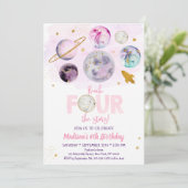 リーチフォーザスターズ銀河系ピンク金ゴールド誕生日 招待状 (スタンド正面)