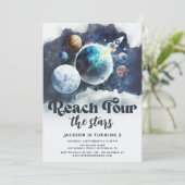 リーチフォーザスターズ銀河系モダン4歳の誕生日 招待状 (スタンド正面)