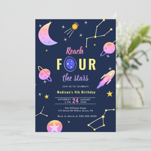 リーチフォーザスターズ4th誕生日招待状 招待状 (スタンド正面)