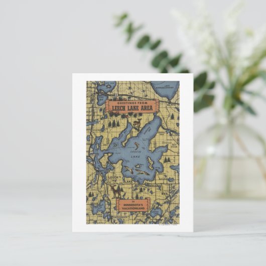 リーチレイクエリア,ミネソタ州 – ラージレターシーン ポストカード (スタンド正面)