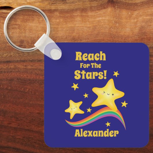 リーチ星かわいいやる気を起こさせる引用文名 キーホルダー (正面)