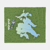 リーチ湖の地図 フリースブランケット (正面(横))