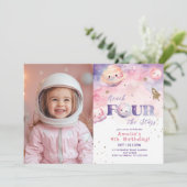 リーチ4つ星の宇宙女の子の誕生日 招待状 (スタンド正面)