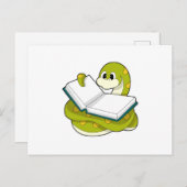 リーディングで本を持つ蛇 ポストカード (正面/裏面)