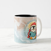 リーディングペンギンの本好きの冬のコーヒーマグ ツートーンマグカップ (正面右)