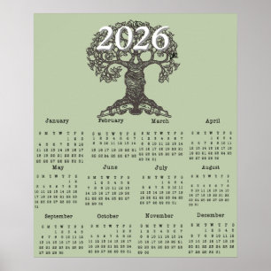リーディング ツリー 2026 ワンページ カレンダー ポスター