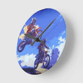 リードする – Motocross Racers ラウンド壁時計 (傾斜)