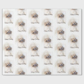 リードをつけた誕生日のゴールデンレトリバー ラッピングペーパー (フラット)