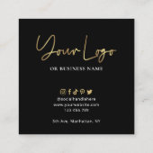 リードディフューザ気にー指示ブラック&金ゴールドロゴ スクエア名刺 (裏面)