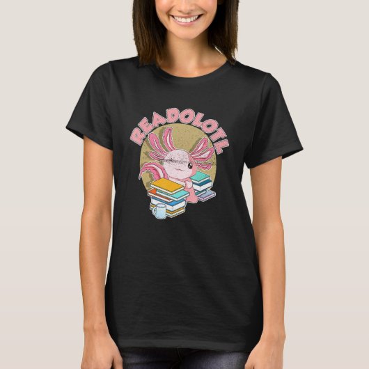 リードロトル 読書好きな本の虫 本好き両生類 カット Tシャツ (正面)