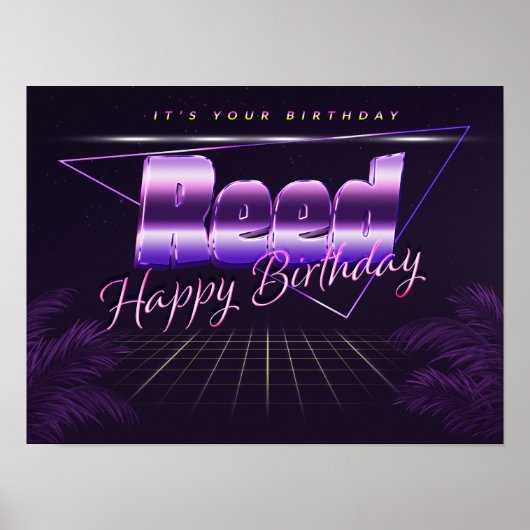 リード名Vorname lila retroポスターGeburtstag ポスター (正面)