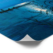 リード湖と満月、高峰正田、木版画 ポスター (角)