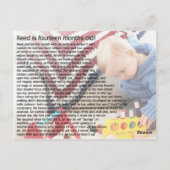 リード – 14ヶ月 ポストカード (裏面)