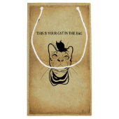 リーヌおもしろいアートキャットインバッグパーソナライズされた スモールペーパーバッグ (裏面)