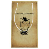 リーヌおもしろいアートキャットインバッグパーソナライズされた スモールペーパーバッグ (正面)