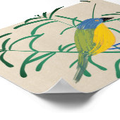 リーネンキャンバス上の明るいアフリカの鳥のブッシュマーキー ポスター (角)